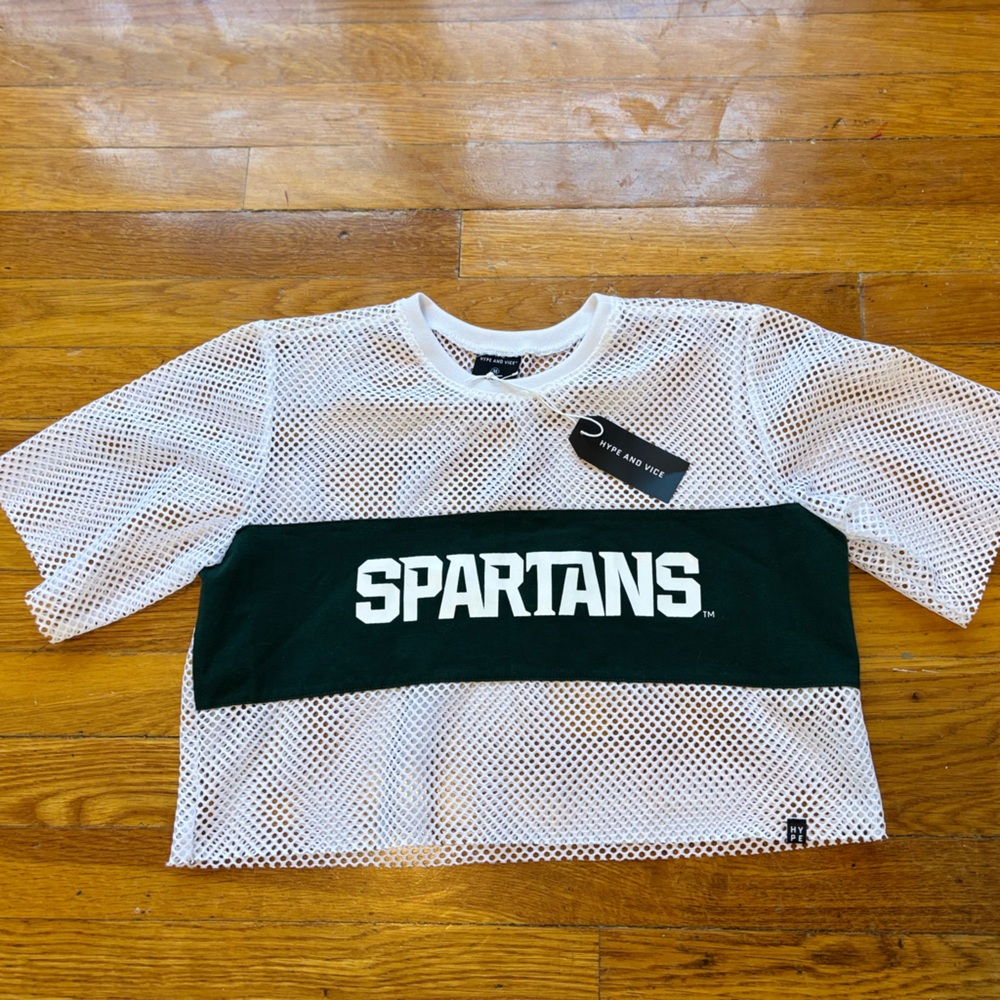Hype and Vice Spartans Women's Mesh Jersey - White and Green Medium